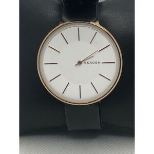 Skagen SKW2688 Women's Black Leather Analog White Dial Quartz Wrist Watch KS426